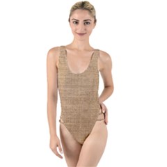 Burlap Texture High Leg Strappy Swimsuit by nateshop