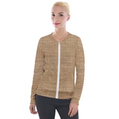 Burlap Texture Velvet Zip Up Jacket by nateshop