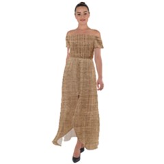 Burlap Texture Off Shoulder Open Front Chiffon Dress by nateshop