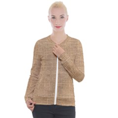 Burlap Texture Casual Zip Up Jacket by nateshop