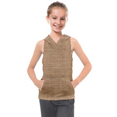 Burlap Texture Kids  Sleeveless Hoodie by nateshop