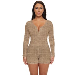 Burlap Texture Long Sleeve Boyleg Swimsuit by nateshop