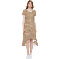 Burlap Texture High Low Boho Dress by nateshop