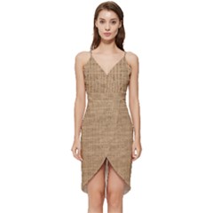 Burlap Texture Wrap Frill Dress by nateshop