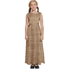 Burlap Texture Kids  Satin Sleeveless Maxi Dress by nateshop