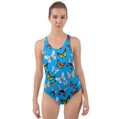 Butterflies Cut-out Back One Piece Swimsuit by nateshop