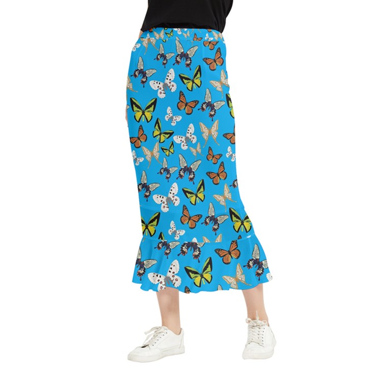 Butterflies Maxi Fishtail Chiffon Skirt