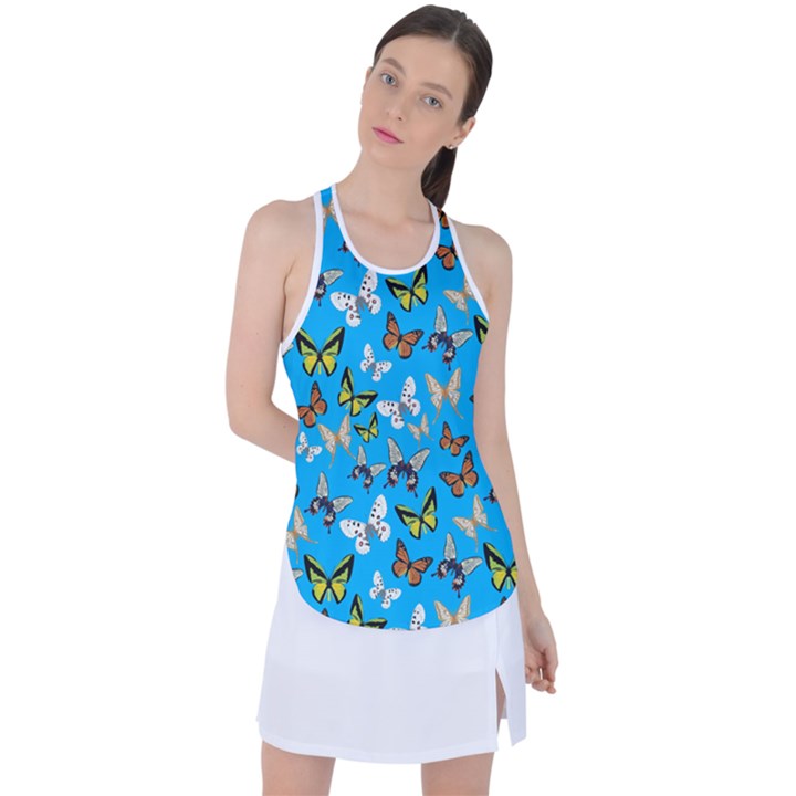 Butterflies Racer Back Mesh Tank Top