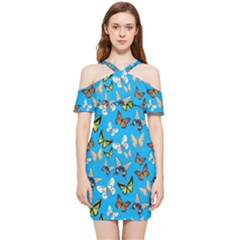 Butterflies Shoulder Frill Bodycon Summer Dress by nateshop