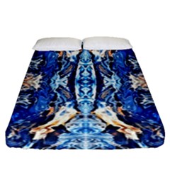 Cobalt On Gold Symmetry Fitted Sheet (queen Size) by kaleidomarblingart