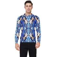 Cobalt On Gold Symmetry Men s Long Sleeve Rash Guard by kaleidomarblingart