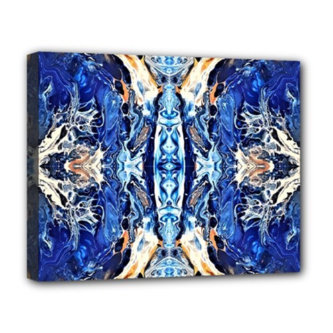 Cobalt On Gold Symmetry Deluxe Canvas 20  X 16  (stretched) by kaleidomarblingart