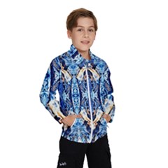 Cobalt On Gold Symmetry Kids  Windbreaker by kaleidomarblingart