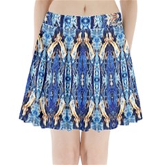 Cobalt On Gold Symmetry Pleated Mini Skirt by kaleidomarblingart