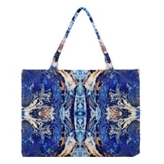 Cobalt On Gold Symmetry Medium Tote Bag by kaleidomarblingart