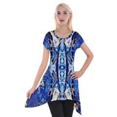 Cobalt On Gold Symmetry Short Sleeve Side Drop Tunic by kaleidomarblingart