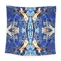 Cobalt On Gold Symmetry Square Tapestry (large) by kaleidomarblingart