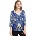 Cobalt on gold symmetry Chiffon Quarter Sleeve Blouse View1