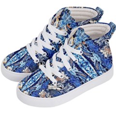 Cobalt On Gold Symmetry Kids  Hi-top Skate Sneakers by kaleidomarblingart