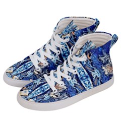 Cobalt On Gold Symmetry Men s Hi-top Skate Sneakers by kaleidomarblingart