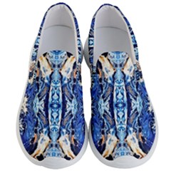 Cobalt On Gold Symmetry Men s Lightweight Slip Ons by kaleidomarblingart