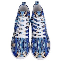 Cobalt On Gold Symmetry Men s Lightweight High Top Sneakers by kaleidomarblingart