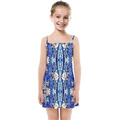 Cobalt On Gold Symmetry Kids  Summer Sun Dress by kaleidomarblingart