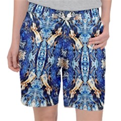 Cobalt On Gold Symmetry Pocket Shorts by kaleidomarblingart