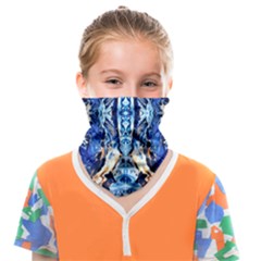 Cobalt On Gold Symmetry Face Covering Bandana (kids) by kaleidomarblingart