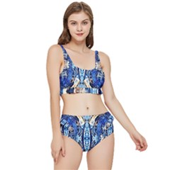 Cobalt On Gold Symmetry Frilly Bikini Set by kaleidomarblingart