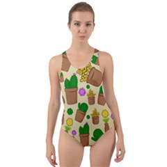 Cactus Cut-out Back One Piece Swimsuit by nateshop