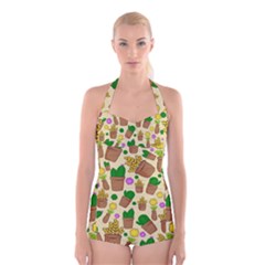 Cactus Boyleg Halter Swimsuit  by nateshop