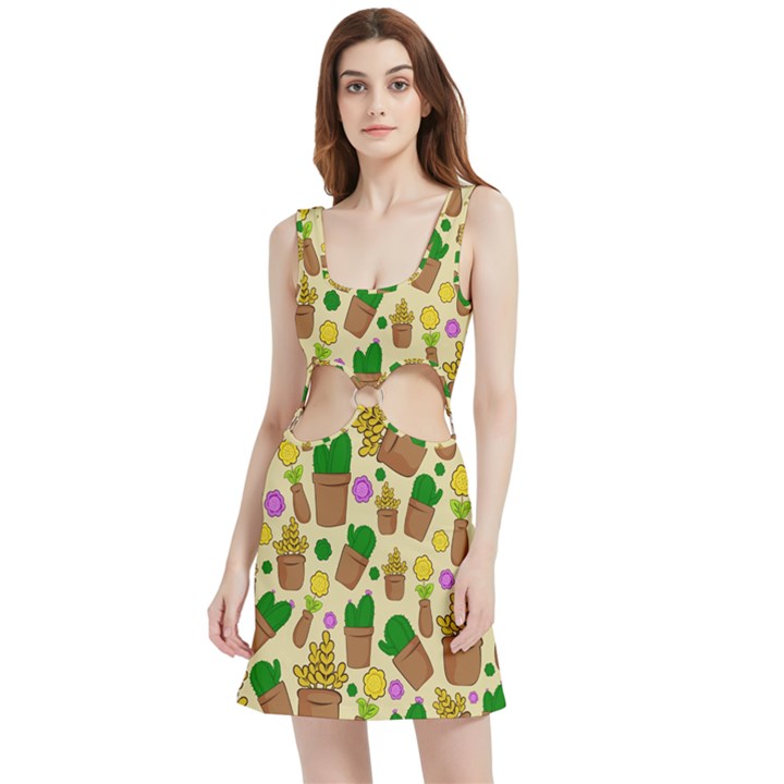 Cactus Velvet Cutout Dress