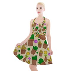 Cactus Halter Party Swing Dress  by nateshop