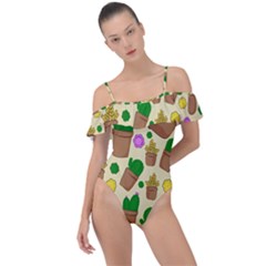 Cactus Frill Detail One Piece Swimsuit by nateshop