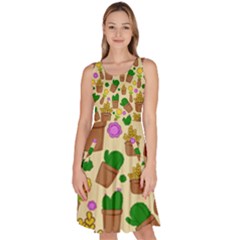 Cactus Knee Length Skater Dress With Pockets by nateshop