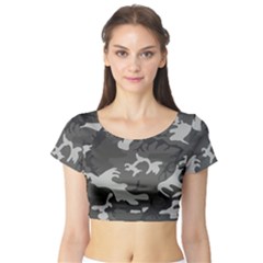 Camouflage Short Sleeve Crop Top by nateshop