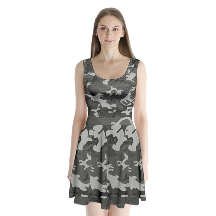 Camouflage Split Back Mini Dress 