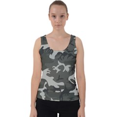 Camouflage Velvet Tank Top by nateshop