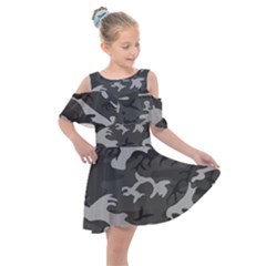 Camouflage Kids  Shoulder Cutout Chiffon Dress by nateshop