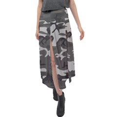 Camouflage Velour Split Maxi Skirt by nateshop