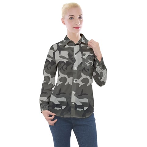 Camouflage Women s Long Sleeve Pocket Shirt by nateshop