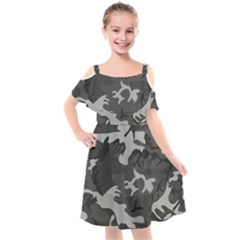 Camouflage Kids  Cut Out Shoulders Chiffon Dress by nateshop