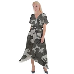 Camouflage Cross Front Sharkbite Hem Maxi Dress by nateshop