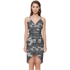 Camouflage Wrap Frill Dress by nateshop