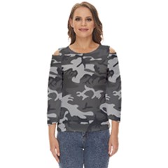 Camouflage Cut Out Wide Sleeve Top