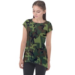 Camouflage-1 Cap Sleeve High Low Top by nateshop