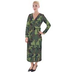 Camouflage-1 Velvet Maxi Wrap Dress by nateshop