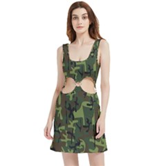 Camouflage-1 Velvet Cutout Dress by nateshop