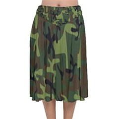 Camouflage-1 Velvet Flared Midi Skirt by nateshop